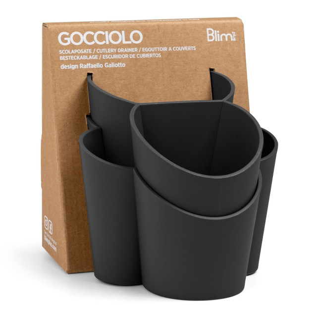 Blim Plus Gocciolo Cutlery Drainer - Carbon Black packaging