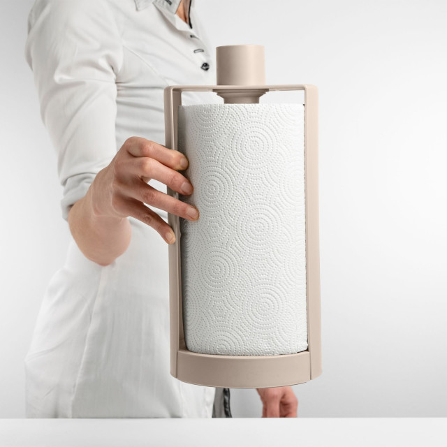 Blim Plus Stop Roll Holder - Moka Grey showing scale