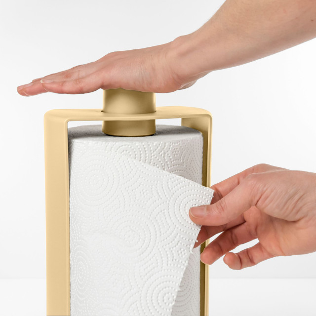 Blim Plus Stop Roll Holder - Desert Light pressing the roll