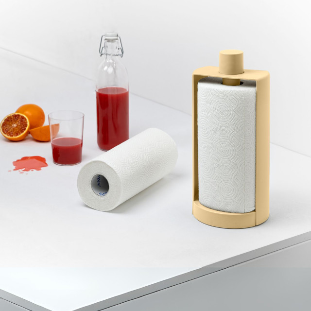 Blim Plus Stop Roll Holder - Desert Light on the kitchen counter