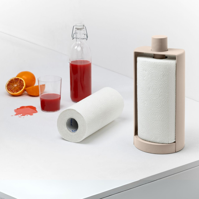 Blim Plus Stop Roll Holder - Moka Grey on the kitchen counter