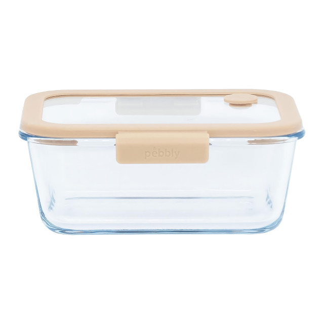 Pebbly Rectangular Glass Canister and Vacuum Cap - 1.9L