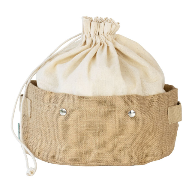 Pebbly Cotton Bag and Jute Storage Basket - Small