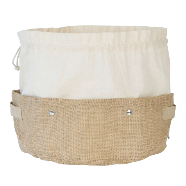 Pebbly Cotton Bag and Jute Storage Basket - Large angle