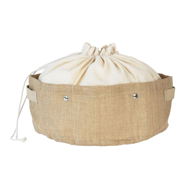 Pebbly Cotton Bag and Jute Storage Basket - Large