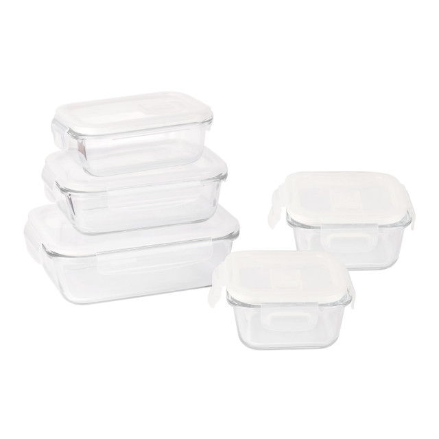 Pebbly Glass Food Containers, Set of 5
