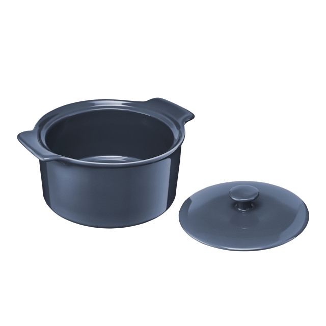 Maxwell & Williams Indulgence Round Casserole, 1.3L - Slate Blue open