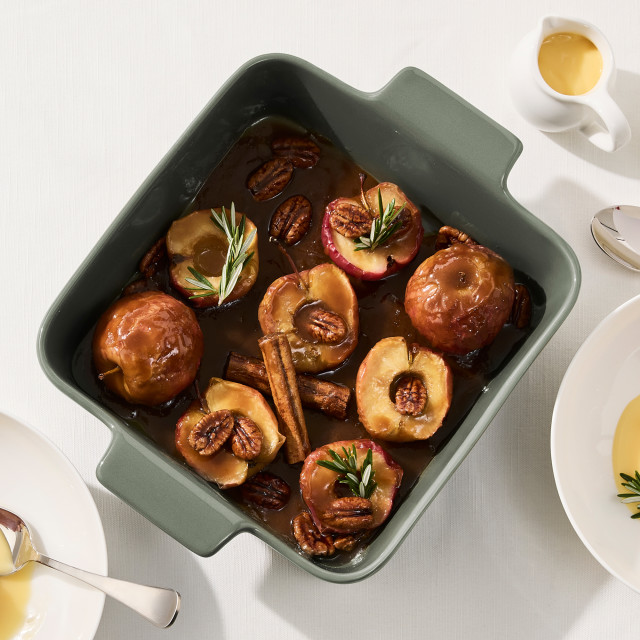 Maxwell & Williams Indulgence Square Dish, 24cm - Sage with dessert