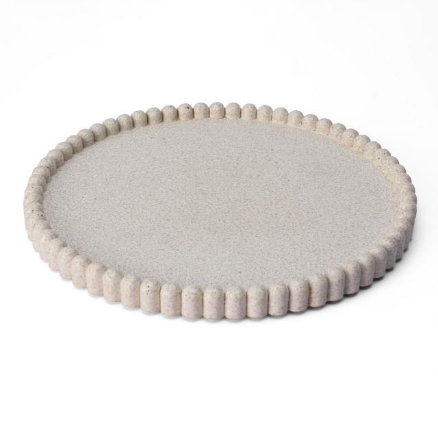 Alkaline Sand Ribbed Edge Round Tray - Nude