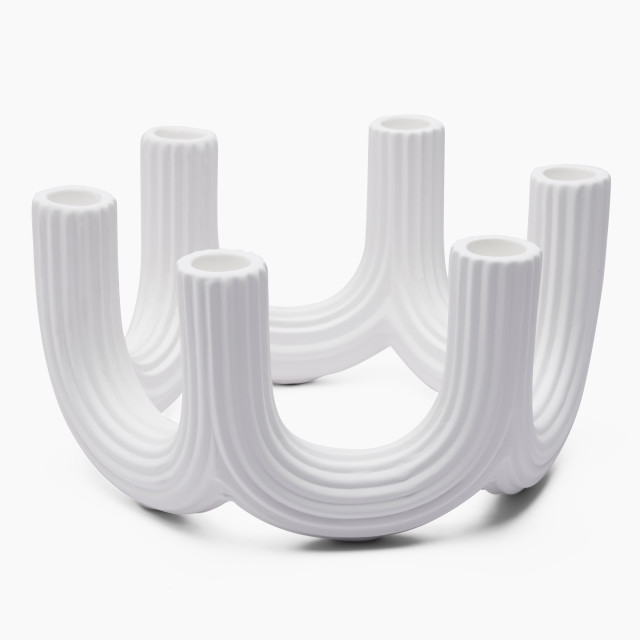 Thread Office White Ribbed Candelabra