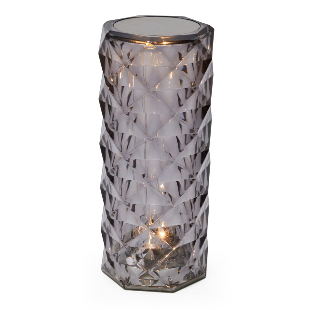 Atticus Cylindrical Portable & Rechargeable Lamp - Smoke - warm light