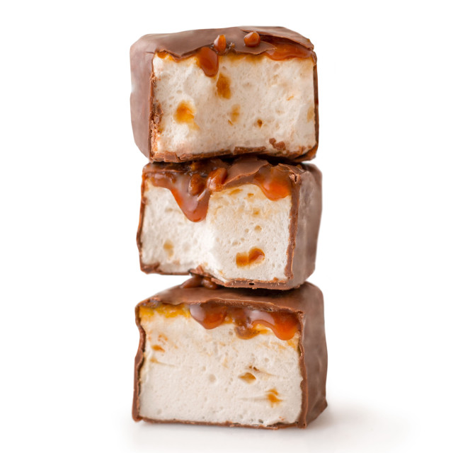 Ooh La La Artisan Confectionery Molten Caramel Marshmallows, 150g out of packaging cut open