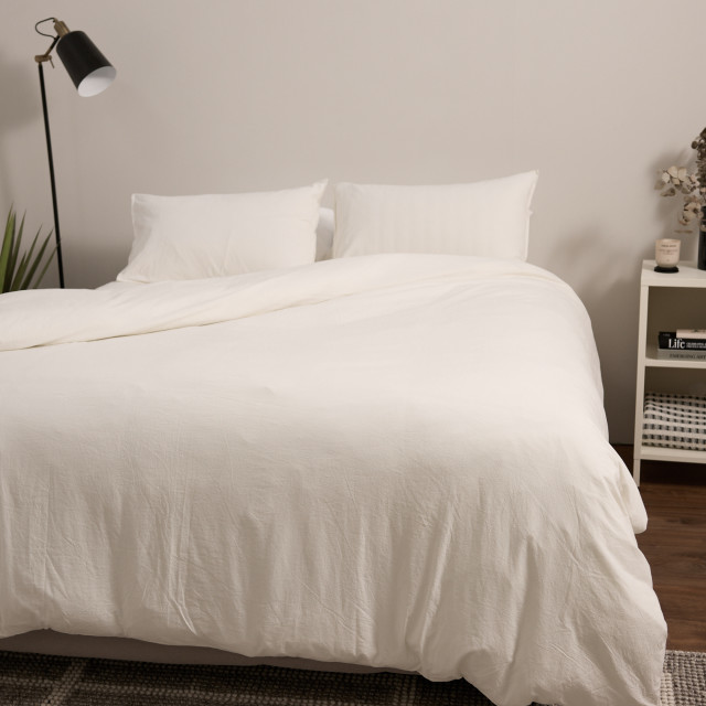 Thread Office White Washed Cotton Duvet Cover Set - King