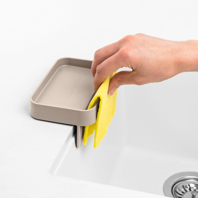 Blim Plus Battigia Sponge Holder - Moka Grey with a cloth