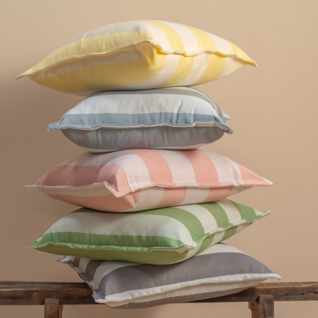 Thread Office Green Stripe Scatter Cushion Cover, 60cm x 60cm In Use 