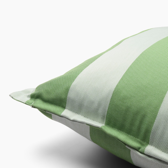 Thread Office Green Stripe Scatter Cushion Cover, 60cm x 60cm Zip Detail Image 