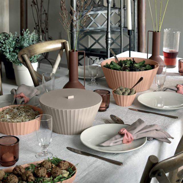 Blim Plus Nettuno Extra Large Bowl - Moka Grey on the table