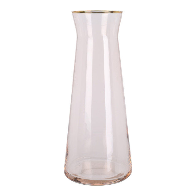 Excellent Houseware Blush Glass Decanter with Gold Rim, 1.2L