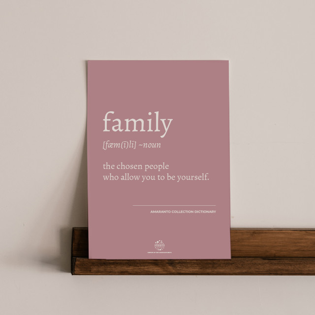Amaranto Collection Conscious Dictionary A4 Unframed Print, Family on a floating shelf