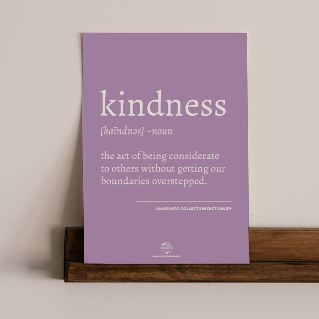 Amaranto Collection Conscious Dictionary A4 Unframed Print, Kindness on a floating shelf