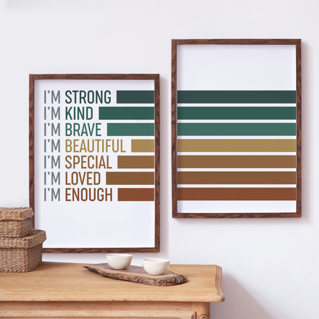 Amaranto Collection A3 Self-Affirmations Unframed Print, Set of 2 - Autumn on the wall
