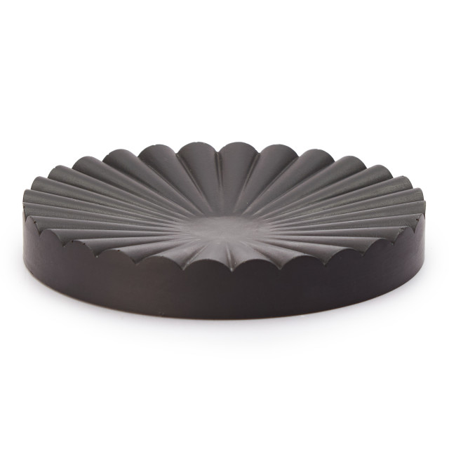 Alkaline Round Ribbed Soap Dish - Black 