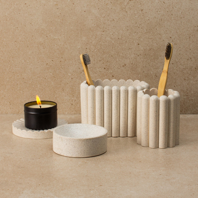 Alkaline Round Ribbed Soap Dish - Sand - products sold separately 