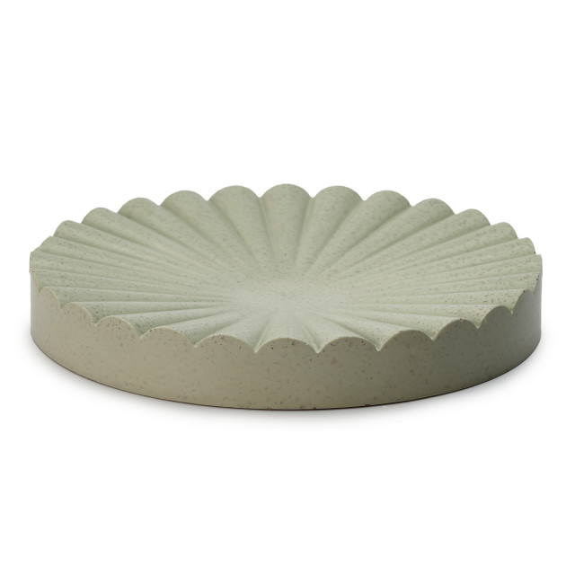 Alkaline Round Ribbed Soap Dish - Laurel Green 