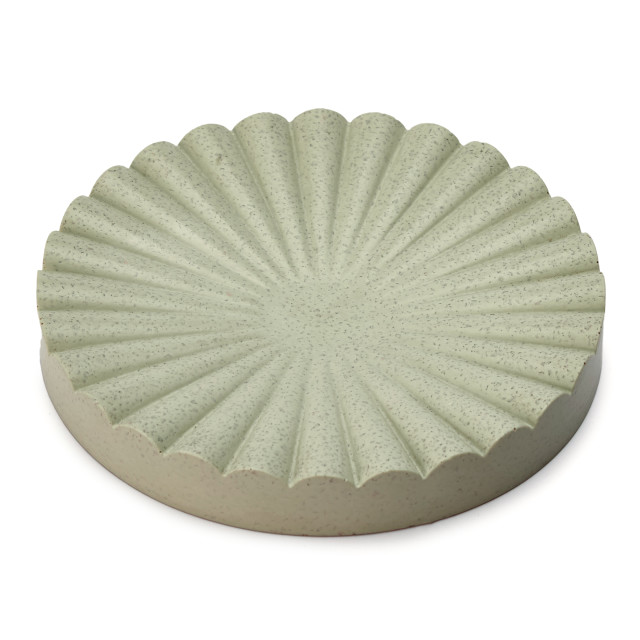 Alkaline Round Ribbed Soap Dish - Laurel Green 