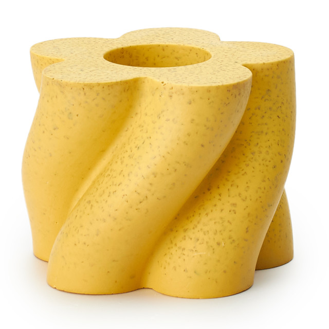 Alkaline Swirl Dinner Candle Holder - Egg Yolk Yellow