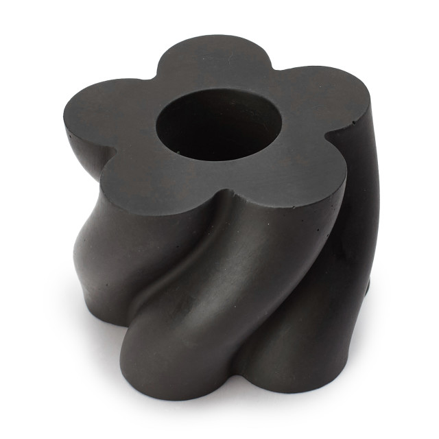 Alkaline Swirl Dinner Candle Holder - Black angled view