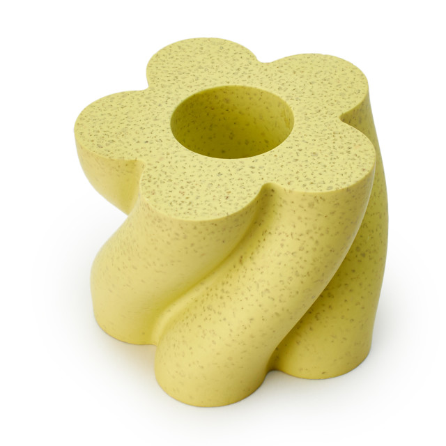 Alkaline Swirl Dinner Candle Holder - Cyber Lime angled view