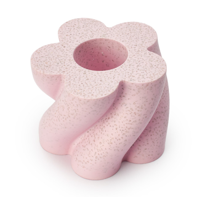 Alkaline Swirl Dinner Candle Holder - Fodant Pink angled view