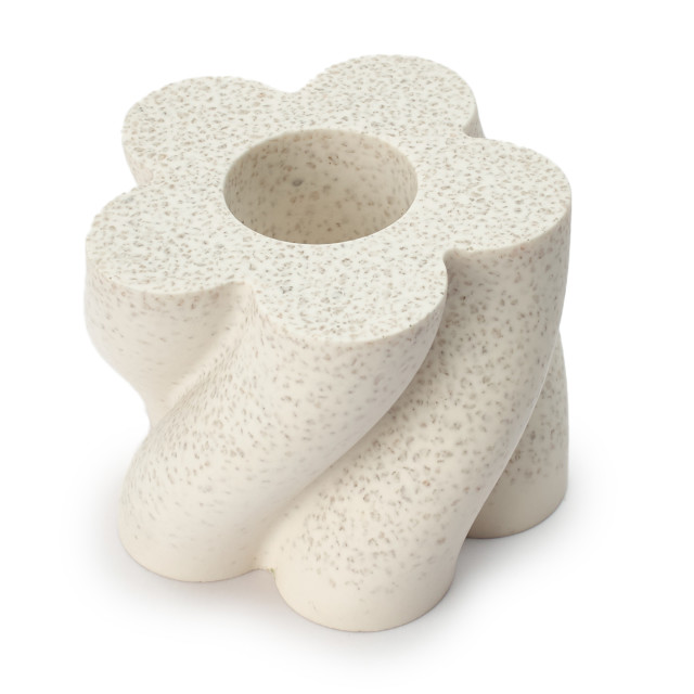 Alkaline Swirl Dinner Candle Holder - Sand angled view