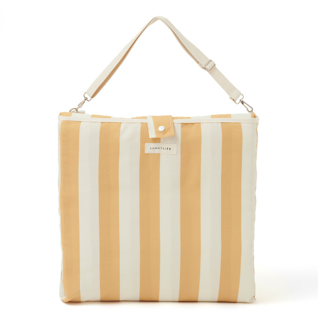 Sunnylife Reclining Beach Chair - Mango Bay Golden Mustard Stripe packaging