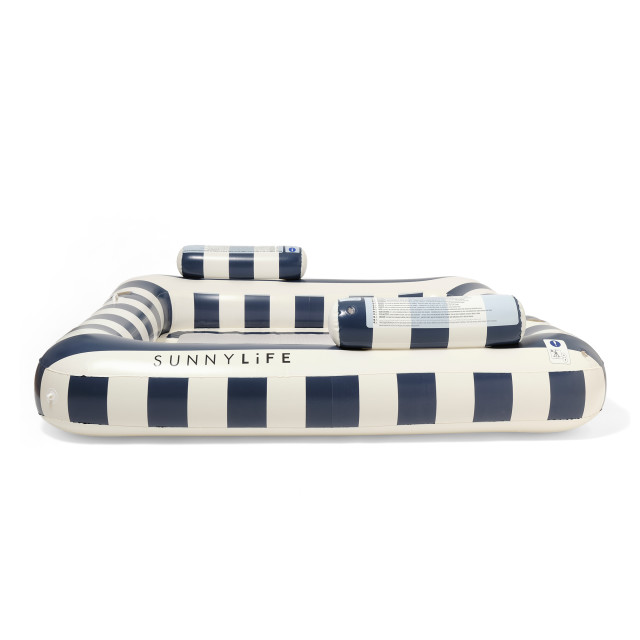 Sunnylife Luxe Twin Hammock Float - Le Weekend Navy Stripe angle