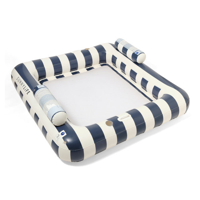 Sunnylife Luxe Twin Hammock Float - Le Weekend Navy Stripe angle
