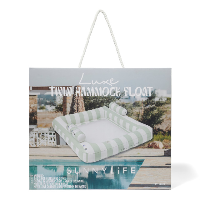 Sunnylife Luxe Twin Hammock Float - The Vacay Olive packaging