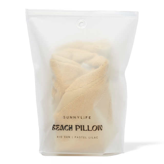 Sunnylife Inflatable Beach Pillow - Mango Bay Golden Mustard Stripe packaging