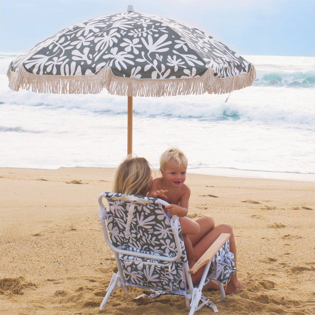 Sunnylife The Resort Luxe Beach Umbrella - The Vacay Olive at the beach