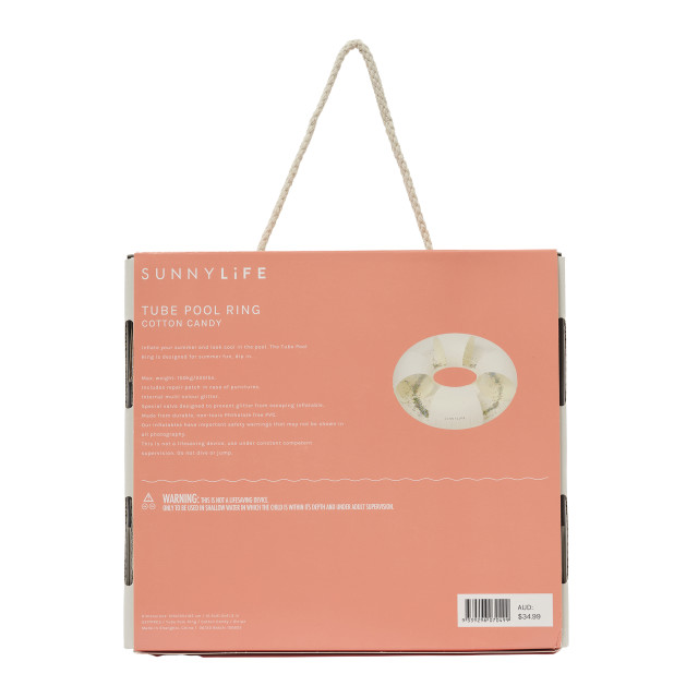 Sunnylife Tube Pool Ring - Cotton Candy Stripe