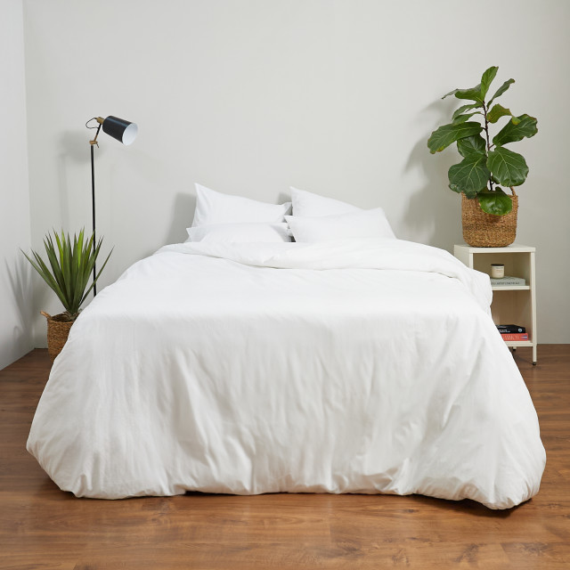 Thread Office White Duvet Cover Set, 200 Thread Count - King