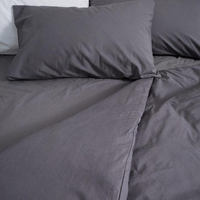 Thread Office Charcoal Duvet Cover Set, 200 Thread Count - Double