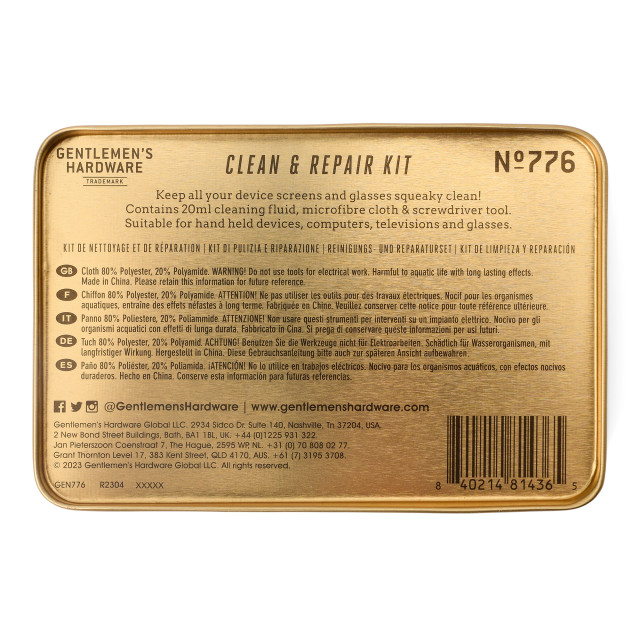 Gentlemens Hardware Squeaky Clean & Repair Kit packaging angle