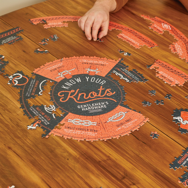 Gentlemens Hardware Know Your Knots Jigsaw Puzzle, 1000 Piece on the table