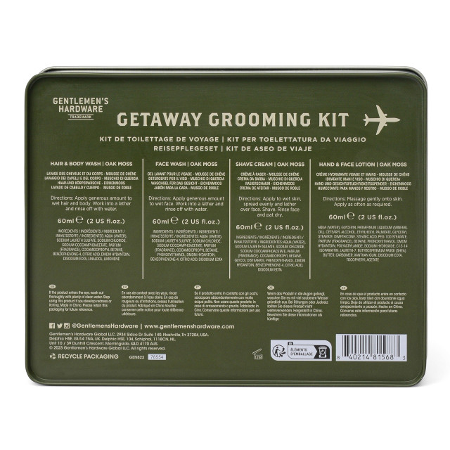 Gentlemens Hardware Getaway Grooming Kit packaging angle