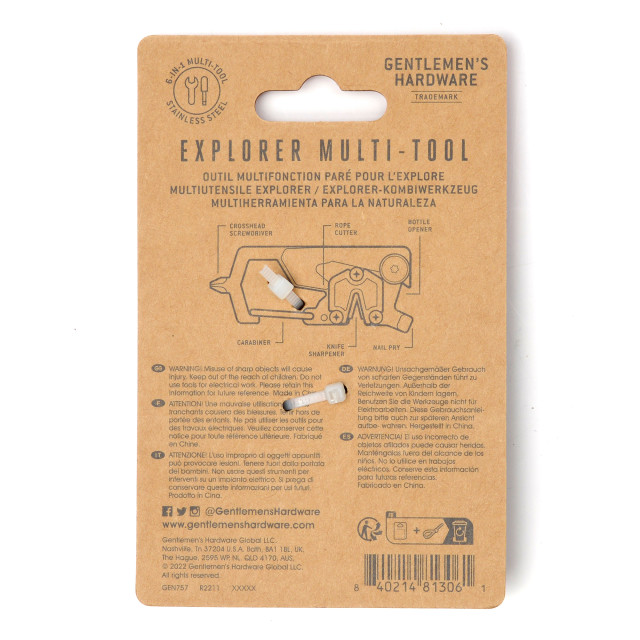 Gentlemens Hardware Mini Explorer Multi-Tool packaging angle