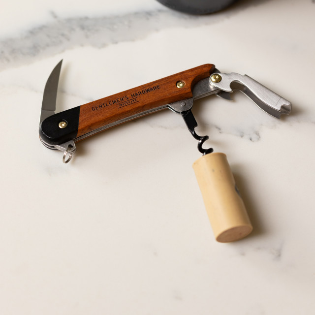 Gentlemens Hardware Waiter's Friend Multi-Tool with a wine cork