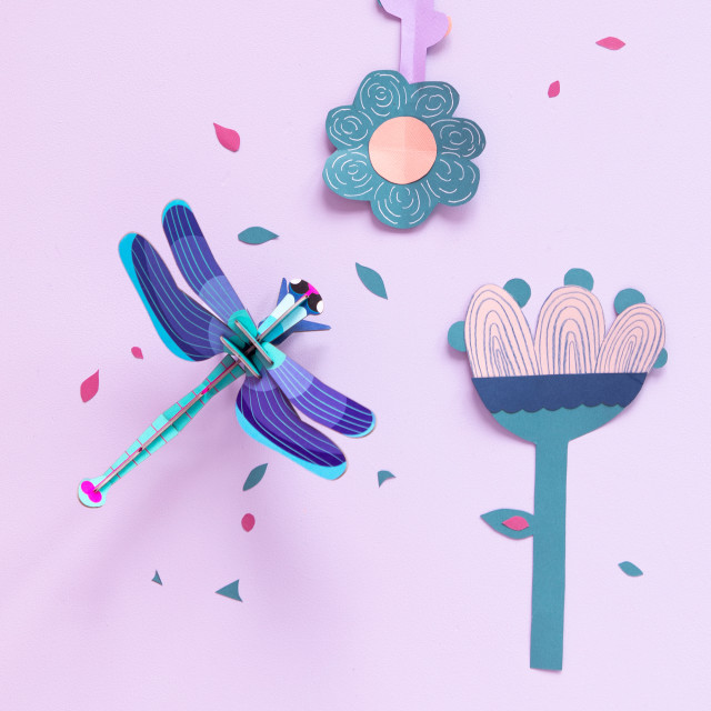 Studio ROOF Blue Dragonfly Wall Decor on the wall