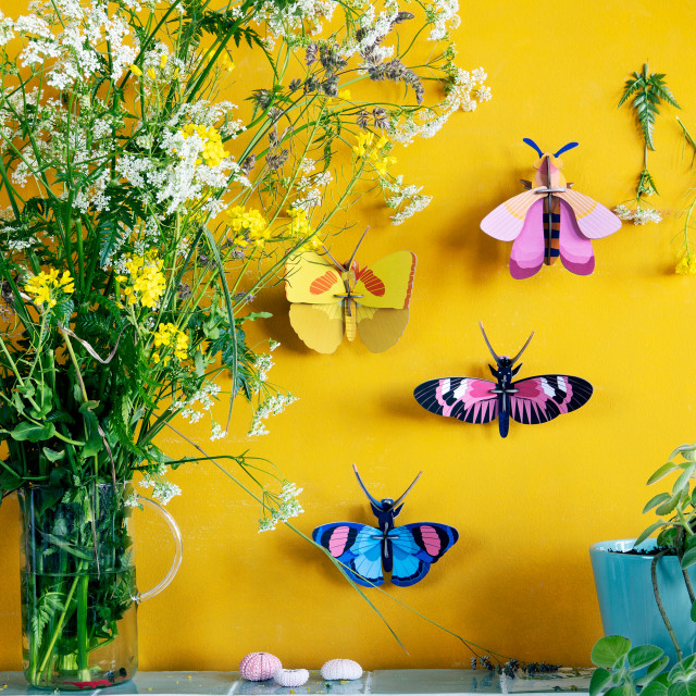 Studio ROOF Yellow Butterfly Wall Decor on the wall